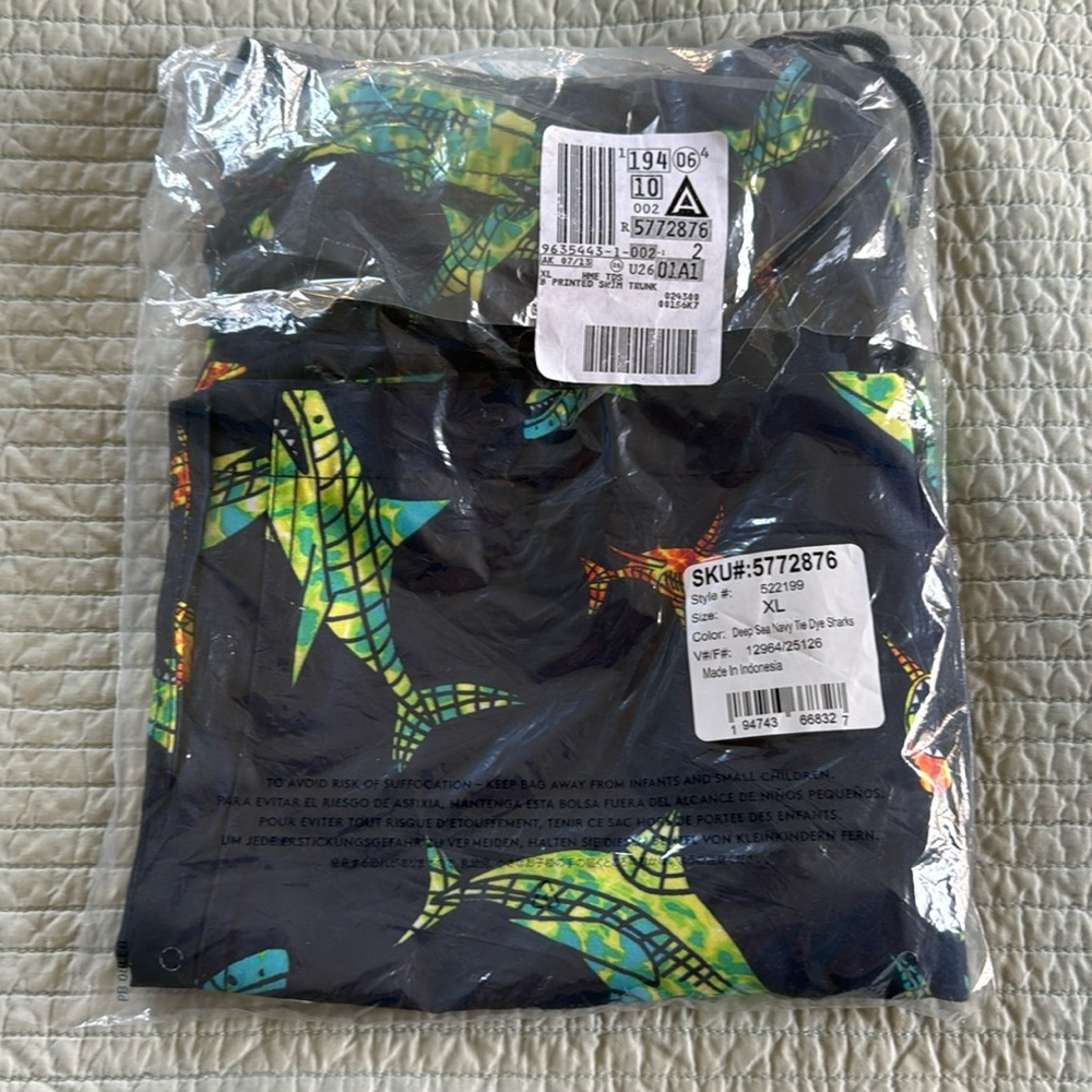 Land’s End Swim Trunks with Tie Dye Sharks - Picture 2 of 2